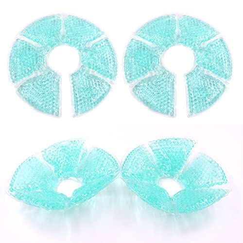 Breast Therapy Ice Packs, Hot and Cold Breast Pads, Breastfeeding Essentials Large Gel Bead Packs for Moms, 2 Pack (2 Ice Pack (Teal))