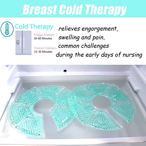Breast Therapy Ice Packs, Hot and Cold Breast Pads, Breastfeeding Essentials Large Gel Bead Packs for Moms, 2 Pack (2 Ice Pack (Teal))