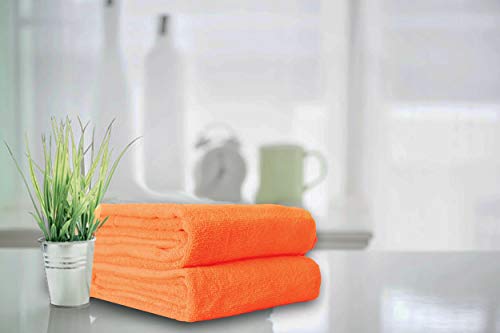 Belizzi Home 8 Piece Towel Set 100% Ring Spun Cotton, 2 Bath Towels 27x54, 2 Hand Towels 16x28 and 4 Washcloths 13x13 - Ultra Soft Highly Absorbent Machine Washable Hotel Spa Quality - Orange