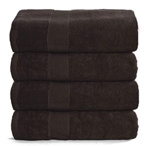 elvana home 4 pack bath towel set 27x54, 100% ring spun cotton, ultra soft highly absorbent machine washable hotel spa quality bath towels for bathroom, 4 bath towels chocolate brown