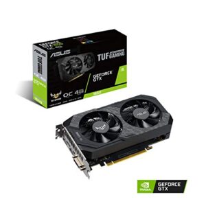 asus tuf gaming nvidia geforce gtx 1650 oc edition graphics card (pcie 3.0, 4gb gddr6 memory, hdmi, displayport, dvi-d, 1x 6-pin power connector, ip5x dust resistance, space-grade lubricant)
