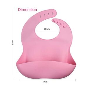 GODR7OY Silicone Baby Bib, BPA Free Waterproof Bibs, Adjustable 2PCS (Sakura)