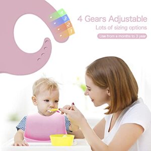 GODR7OY Silicone Baby Bib, BPA Free Waterproof Bibs, Adjustable 2PCS (Sakura)