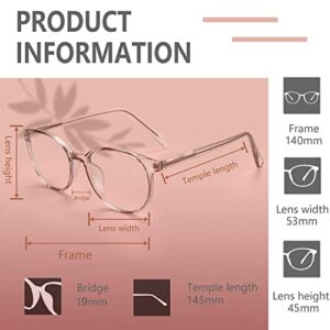 FONHCOO Blue Light Blocking Glasses Women Men Computer Eyeglasses,TR90 Fashion Round Transparent Anti Blue Light Glasses with Anti Eyestrain & UV Glare for Gaming & Reading (Flesh Pink)