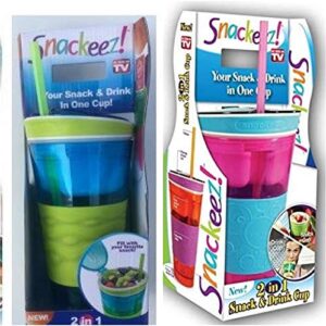 snackeez! snack 'n drink in one cup (pink and blue - set of 2)