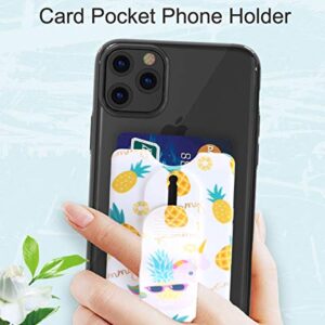 CHEAP SUNDAY Detachable Cell Phone Wallet Mobile Phone Kickstand Finger Grip Stand, Selfie and Hand-Free Wireless Charging Compatible for iPhone and Smartphones (Pineapple)