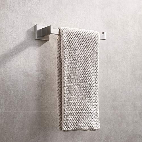 TASTOS Premium Stainless Steel Hand Towel Holder, Square Hand Towel Ring Heavy Duty Wall Mounted Modern Hand Towel Bar for Bathroom Kitchen, Brushed Nickel