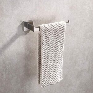 TASTOS Premium Stainless Steel Hand Towel Holder, Square Hand Towel Ring Heavy Duty Wall Mounted Modern Hand Towel Bar for Bathroom Kitchen, Brushed Nickel