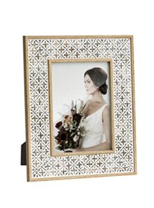 afuly 5x7 picture frame distressed moroccan relief boho picture frames shabby chic oak 3d cross pattern, wood photo frames for wall and tabletop, wedding birthday gifts for mom family friends