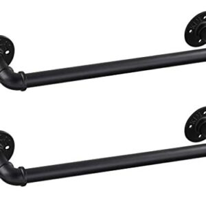 2 Pack 18 Inch Industrial Pipe Towel Bar, Elibbren Bathroom Hardware Towel Bar Accessory, DIY Wall Mount Bath Towel Rack Holder