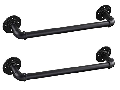 2 Pack 18 Inch Industrial Pipe Towel Bar, Elibbren Bathroom Hardware Towel Bar Accessory, DIY Wall Mount Bath Towel Rack Holder