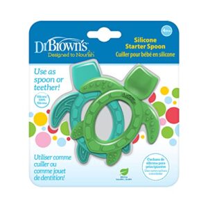 Dr. Brown's Silicone Starter Spoon and Teether for Babies and Infants, Turtles, 2 Pack, 4m+