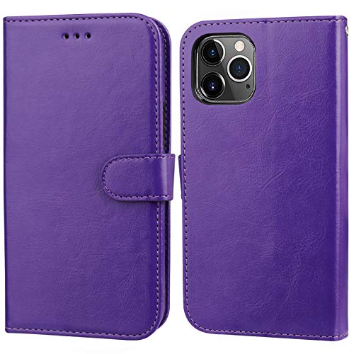 Bocasal iPhone 11 Pro Max Wallet Case with Card Holder PU Leather Magnetic Detachable Kickstand Shockproof Wrist Strap Removable Flip Cover for iPhone 11 Pro Max 6.5 inch (Purple)