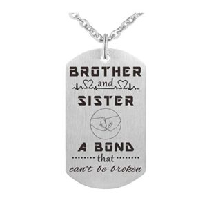 mxrsdf brother and sister necklace gifts, big bro from lil sis dog tag