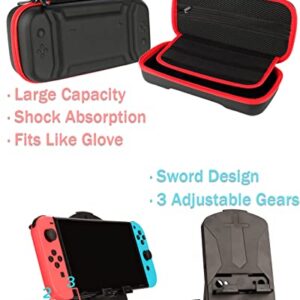 Switch Accessories - Family Bundle Accessories for Nintendo Switch, Carry Case& Screen Protector,4 Pack Joy Con Grips and Steering Wheels, Case Cover,Stand Mount,Joy Con Charger and More.