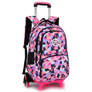 girls rolling backpack kids backpack with wheels for middle school trolley luggage