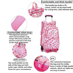 Girls Rolling Backpack Kids Backpack with wheels for Middle school Trolley Luggage