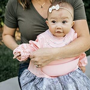 KidDazzle PRECIOUS PEARLS SLEEVED KIDCOVER - Pink Baby Girl Silicone Smock Bib, Adjustable Size, Waterproof & Stain Resistant, Infants & Toddlers 6 months +