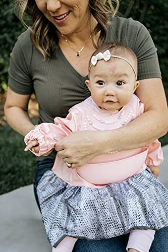 KidDazzle PRECIOUS PEARLS SLEEVED KIDCOVER - Pink Baby Girl Silicone Smock Bib, Adjustable Size, Waterproof & Stain Resistant, Infants & Toddlers 6 months +