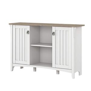 bush furniture salinas accent storage cabinet with doors, pure white and shiplap gray