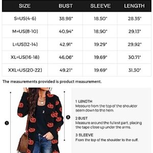 ZESICA Women's 2023 Fall Winter Long Sleeves Open Front Leopard Print Knitted Sweater Cardigan Coat Outwear,Pumpkin,Medium