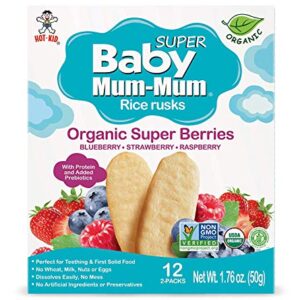 Baby Mum-Mum Organic Super Berries Rusks 1.76 Ounce, 24 Count (Pack of 6)