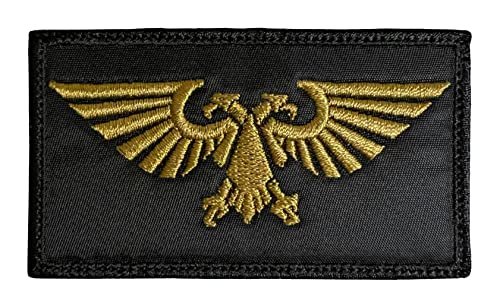 Warhammer 40K Aquila Patch - Funny Tactical Military Morale Embroidered Patch Hook Fastener Backing Black Background