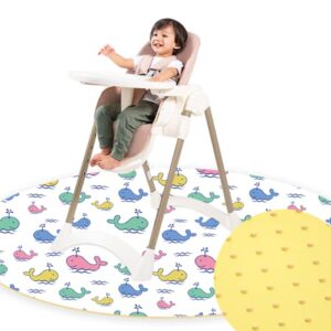 splat high chair mats for dropping food, alyydbg baby washable waterproof & anti-slip floor splash mat for under high chair (large round 43 x 43 whale)