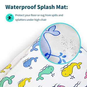 Splat High Chair Mats for Dropping Food, ALYYDBG Baby Washable Waterproof & Anti-Slip Floor Splash Mat for Under High Chair (Large Round 43 X 43 Whale)