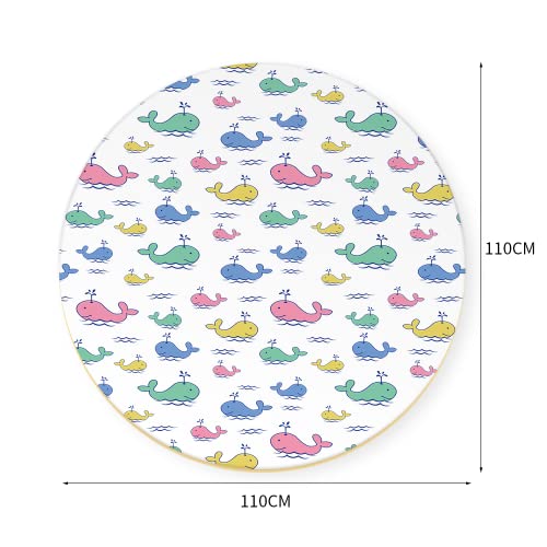 Splat High Chair Mats for Dropping Food, ALYYDBG Baby Washable Waterproof & Anti-Slip Floor Splash Mat for Under High Chair (Large Round 43 X 43 Whale)