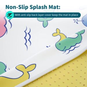Splat High Chair Mats for Dropping Food, ALYYDBG Baby Washable Waterproof & Anti-Slip Floor Splash Mat for Under High Chair (Large Round 43 X 43 Whale)