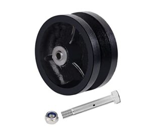 syration 4"x1-1/2" cast iron v groove caster wheel with straight roller bearing capacity up to 600 lbs (1 black wheel)