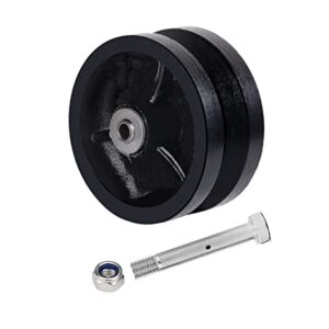 SYRATION 4"x1-1/2" Cast Iron V Groove Caster Wheel with Straight Roller Bearing Capacity up to 600 lbs (1 Black Wheel)