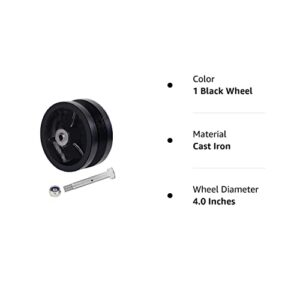 SYRATION 4"x1-1/2" Cast Iron V Groove Caster Wheel with Straight Roller Bearing Capacity up to 600 lbs (1 Black Wheel)