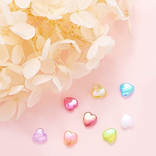 LiQunSweet 320 Pcs 8-Colors Clear Acrylic Beads Sweet Heart 8mm Dyed AB-Color Loose Beads in Bulk for Necklace Bracelet Earrings Jewelry Making