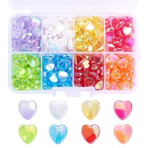 LiQunSweet 320 Pcs 8-Colors Clear Acrylic Beads Sweet Heart 8mm Dyed AB-Color Loose Beads in Bulk for Necklace Bracelet Earrings Jewelry Making