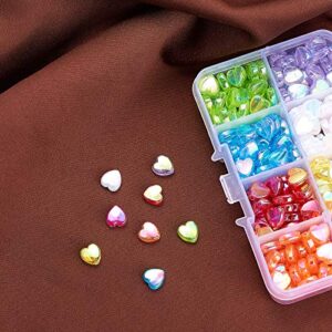 LiQunSweet 320 Pcs 8-Colors Clear Acrylic Beads Sweet Heart 8mm Dyed AB-Color Loose Beads in Bulk for Necklace Bracelet Earrings Jewelry Making