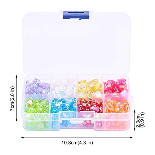 LiQunSweet 320 Pcs 8-Colors Clear Acrylic Beads Sweet Heart 8mm Dyed AB-Color Loose Beads in Bulk for Necklace Bracelet Earrings Jewelry Making