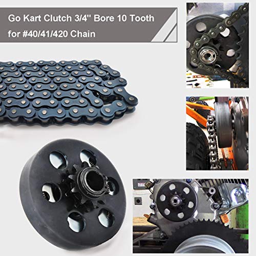 Centrifugal Clutch, Go Kart Clutch 3/4" Bore 10 Tooth for #40/41/420 Chain, Fits for Mini Bike, Go Kart, predator 212, Lawnmower and Honda GC GX 2-6.5HP Engine