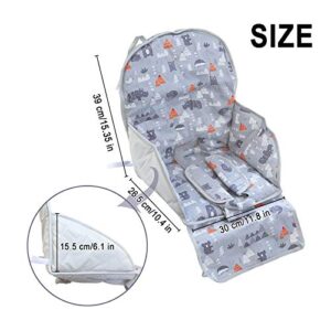 High Chair Pad, High Chair Cushion, Cute Pattern, Comfortable Seat Belt Design, Soft and Comfortable Seat Cushion Breathable Pad, Baby Sits More Safe and Comfort(Gray Animal Pattern)