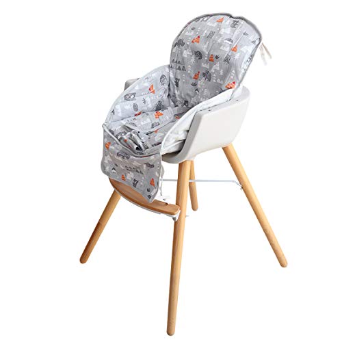 High Chair Pad, High Chair Cushion, Cute Pattern, Comfortable Seat Belt Design, Soft and Comfortable Seat Cushion Breathable Pad, Baby Sits More Safe and Comfort(Gray Animal Pattern)