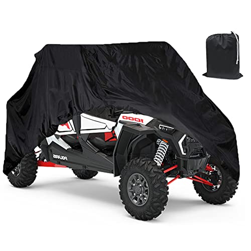 Indeed BUY Waterproof UTV Cover, 420D Heavy Duty Oxford Cloth for Polaris RZR Yamaha Can-Am Defender Kawasaki Ranger Cover 4-6 Seater Passenger Protects 4 Wheeler Integrated Trailer System