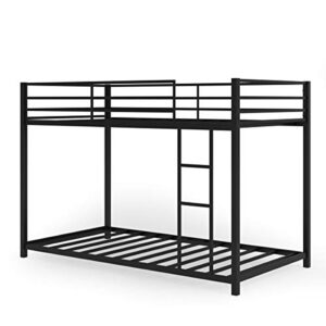 Giantex Metal Bunk Bed Twin Over Twin, Classic Bunk Bed Frame with Safety Guard Rails & Side Ladder, Heavy Duty Space-Saving Design, Easy Assembly, Bunk Bed Frame for Kids (Black)