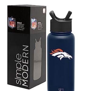 Simple Modern Officially Licensed NFL Denver Broncos Water Bottle with Straw Lid | Vacuum Insulated Stainless Steel 32oz Thermos | Summit Collection | Denver Broncos