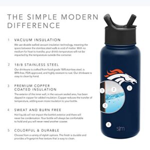 Simple Modern Officially Licensed NFL Denver Broncos Water Bottle with Straw Lid | Vacuum Insulated Stainless Steel 32oz Thermos | Summit Collection | Denver Broncos