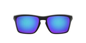 oakley men's oo9448 sylas rectangular sunglasses, matte black/prizm sapphire iridium polarized, 57 mm