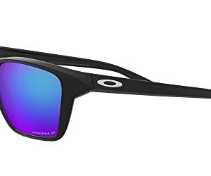 Oakley Men's OO9448 Sylas Rectangular Sunglasses, Matte Black/Prizm Sapphire Iridium Polarized, 57 mm