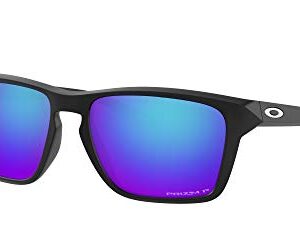 Oakley Men's OO9448 Sylas Rectangular Sunglasses, Matte Black/Prizm Sapphire Iridium Polarized, 57 mm