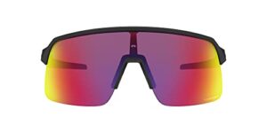 oakley men's oo9463 sutro lite rectangular sunglasses, matte black/prizm road, 39 mm