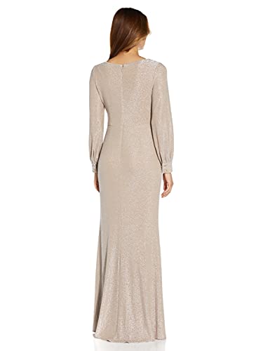 Adrianna Papell Women's Metallic Jersey Dress, Champagne, 6